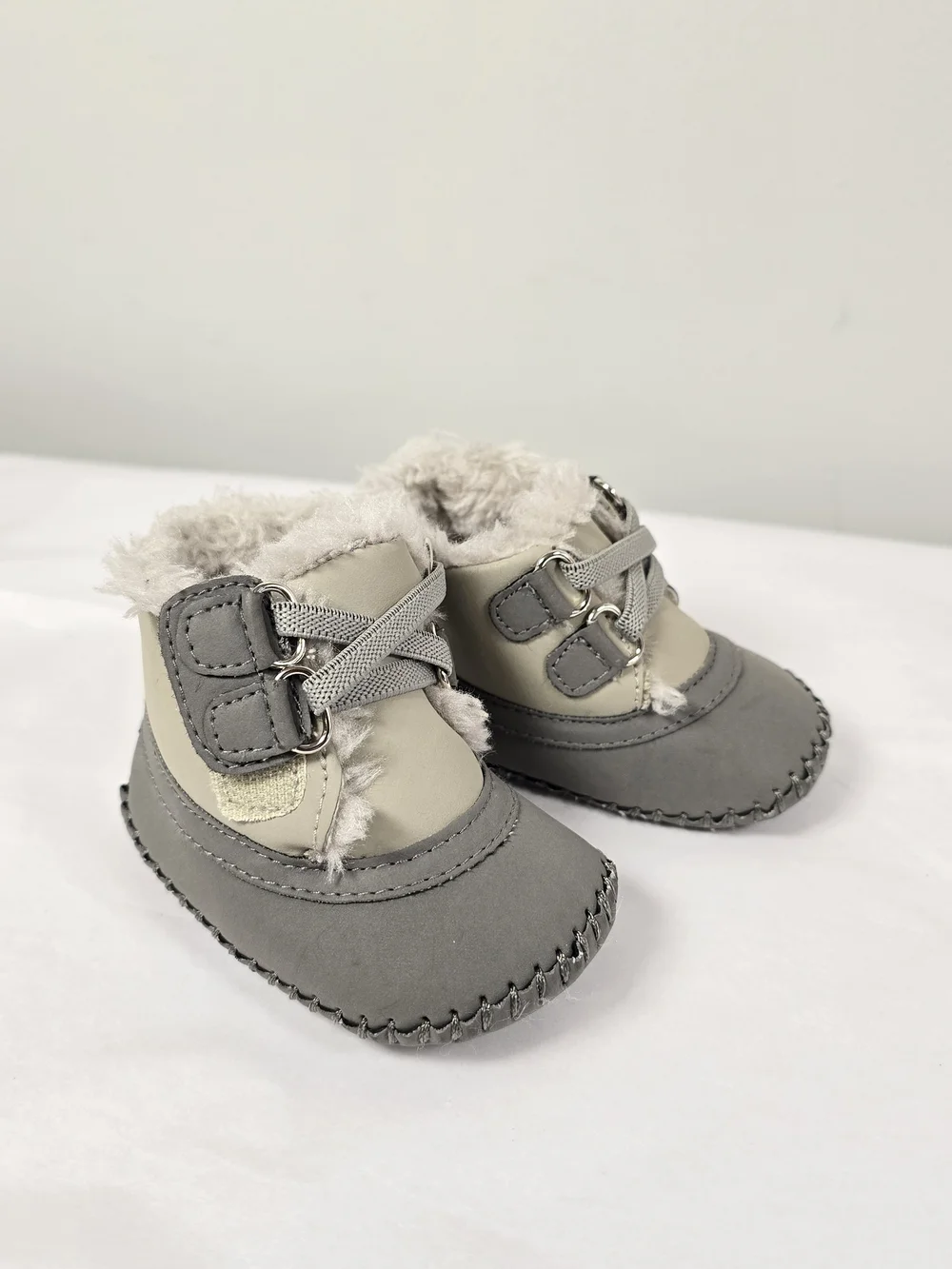 Xeyes Baby Faux-Fur Lined Winter Booties - Gray 0-3M